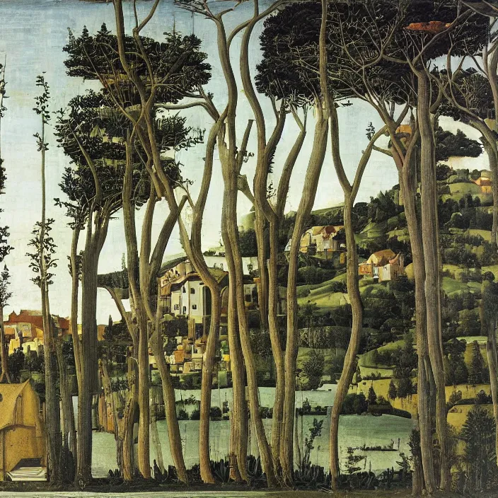 Prompt: a building in a serene landscape, by sandro botticelli