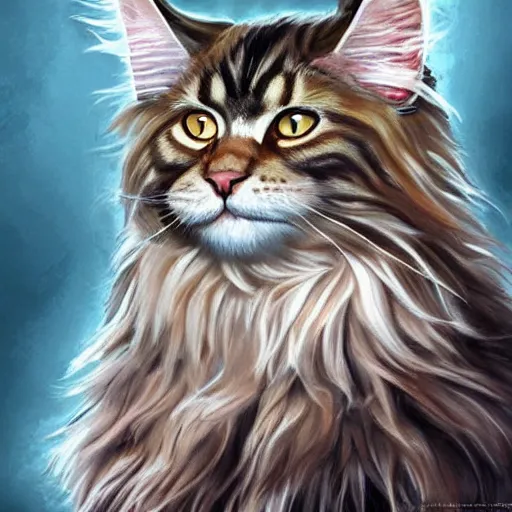 Image similar to maine coon, anthropomorphic large maine coon, bipedal, muskateer outfit, aware. furry. character concept, digital painting, artstation, concept art, smooth, super sharp focus, illustration, art by artgerm and h r giger and alphonse mucha