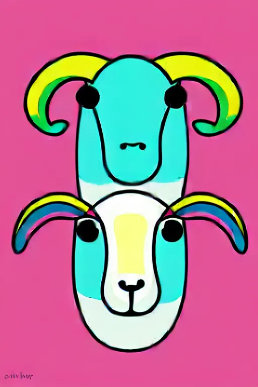 Image similar to minimalist boho style art of a colorful sheep, illustration, vector art