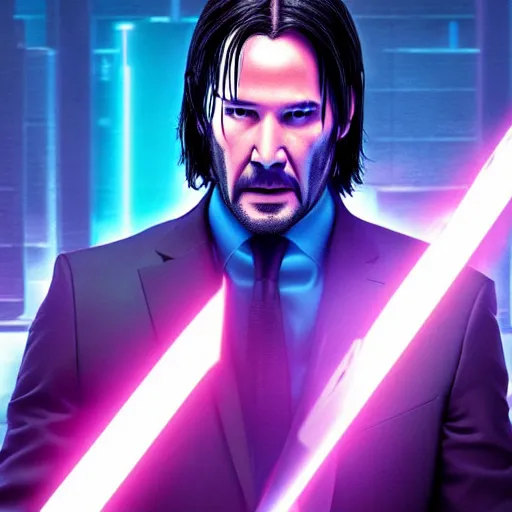 Prompt: john wick in the tron universe, 4 k