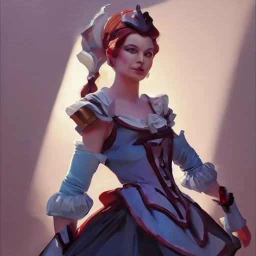 Image similar to greg manchess portrait painting of partially armored alice in wonderland as overwatch character, medium shot, asymmetrical, profile picture, organic painting, sunny day, matte painting, bold shapes, hard edges, street art, trending on artstation, by huang guangjian, gil elvgren, ruan jia, randy vargas, greg rutkowski