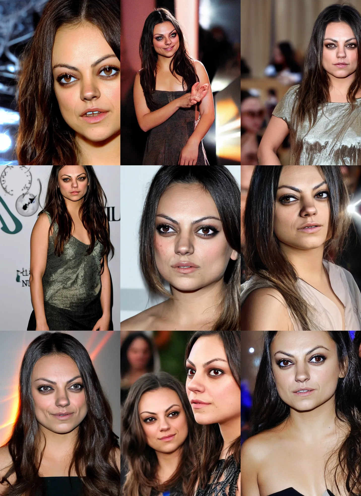 Prompt: sun - ray light beams creating an glowing image of mila kunis