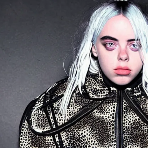 Image similar to billie eilish having Trypophobia on her face, face full of holes