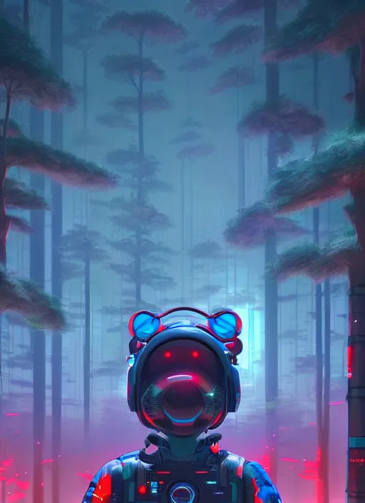Image similar to cyber monkey in the scifi forest, in style james jean, ilya kuvshinov, hot colors, ultra clear detailed. 8 k. elegant, intricate, octane render