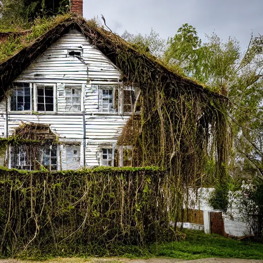 Prompt: house being held aloft by roots