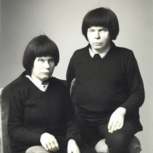 Prompt: portrait of igor and grichka bogdanoff twins