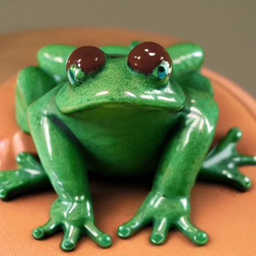 Prompt: I have a ceramic frog, that looks like this, where my brain is supposed to be