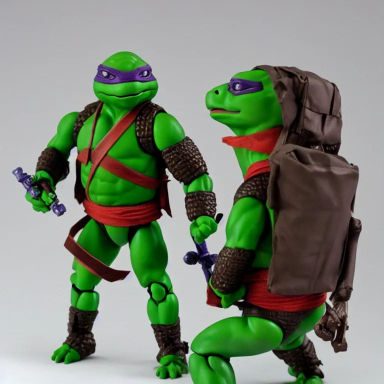 Image similar to leonardo tmnt action figure, 1 9 8 0 s, product shot, plastic toy, new in the package, unopened, mint codition