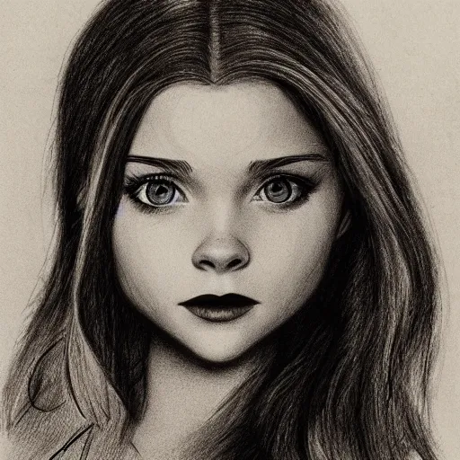 Image similar to milt kahl pencil sketch of chloe grace moretz as snow white