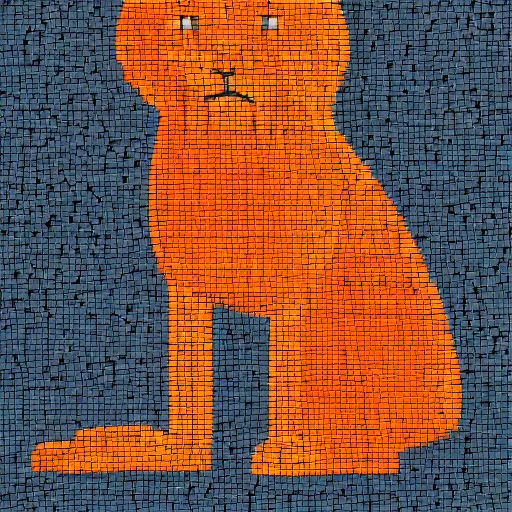 Image similar to a orange white tabby cat in corporate memphis style mosaic