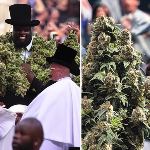 Image similar to Shaq cannabis pope coronation presented by Hasidic Superman