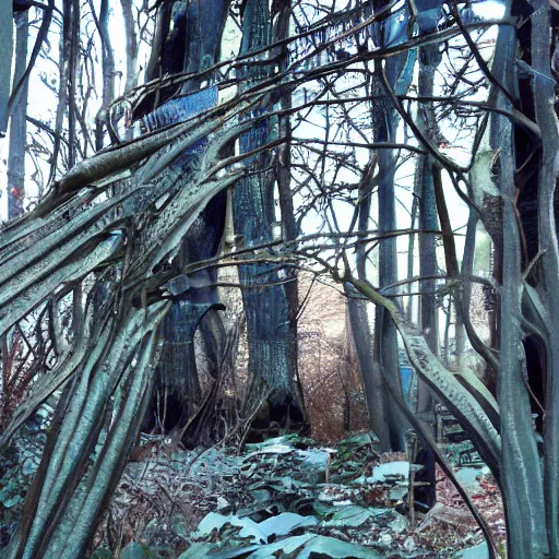 Image similar to abandoned overgrown art nouveau winter garden, epic details