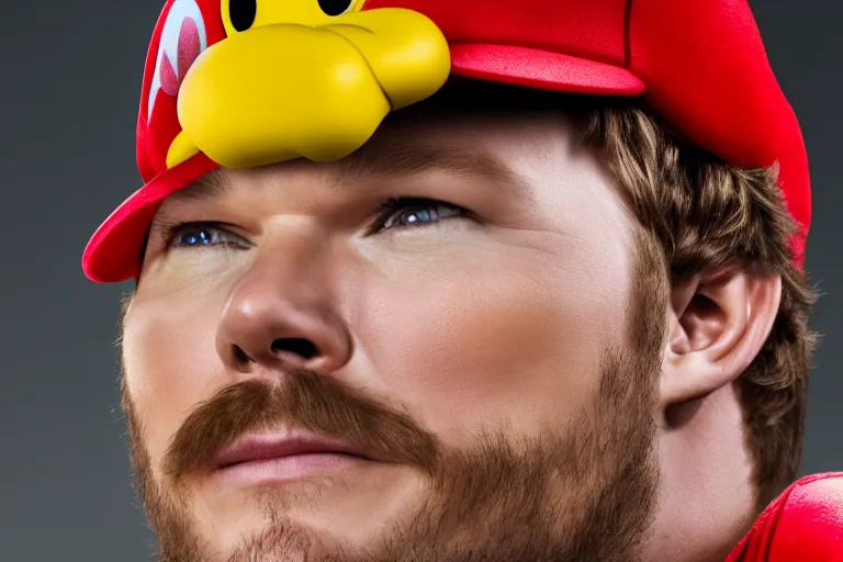 Prompt: Chris pratt as live action mario, 4k headshot photography