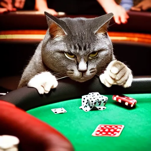 Image similar to fat mobster cat gambling at a poker table smokey photo