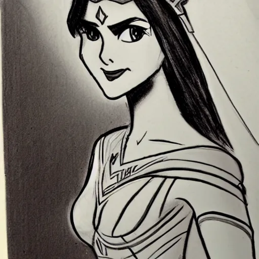 Image similar to milt kahl sketch of victoria justice as princess padme from star wars episode 3