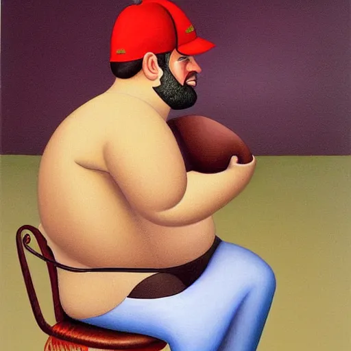 Prompt: a fernando botero painting of aaron rodgers