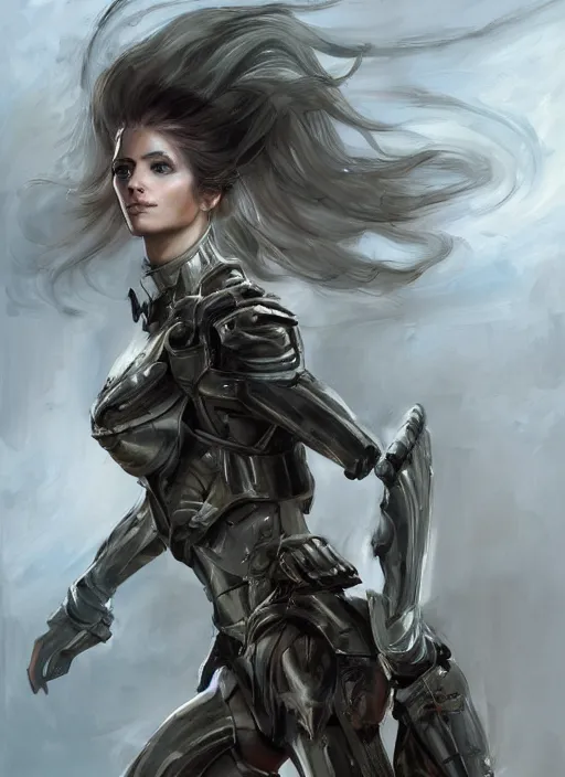 Prompt: a professionally painting of an attractive young female, partially wrapped in battle armor, olive skin, long dark hair, beautiful bone structure, perfectly proportioned, symmetrical facial features, intricate, elegant, heroic pose, digital painting, concept art, smooth, sharp focus, finely detailed, beautifully framed, from Metal Gear, in the mixed styles of Ruan Jia and Mandy Jurgens and Artgerm and William-Adolphe Bouguerea