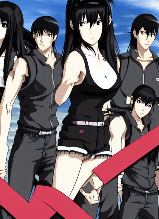 Image similar to anime still of tifa lockhart in the tv show initial d