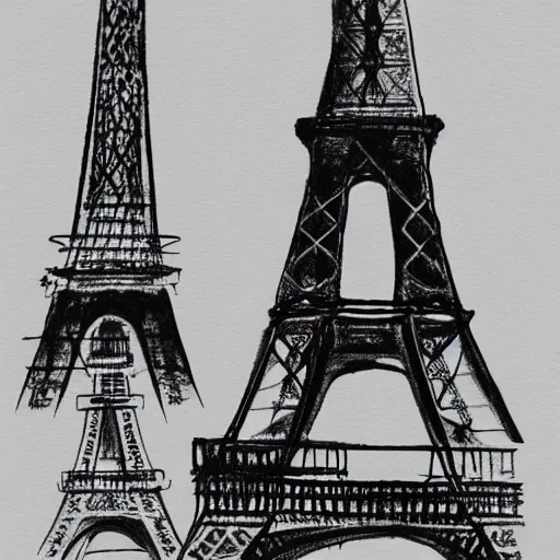 Image similar to rejected eiffel tower designs, paper sketch