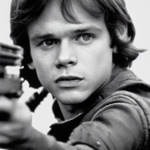 Prompt: Young Mark Hamill as Han Solo in Star Wars