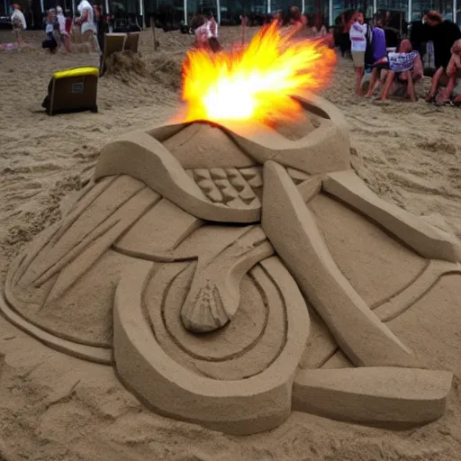 Image similar to a sand sculpture representing an explosion