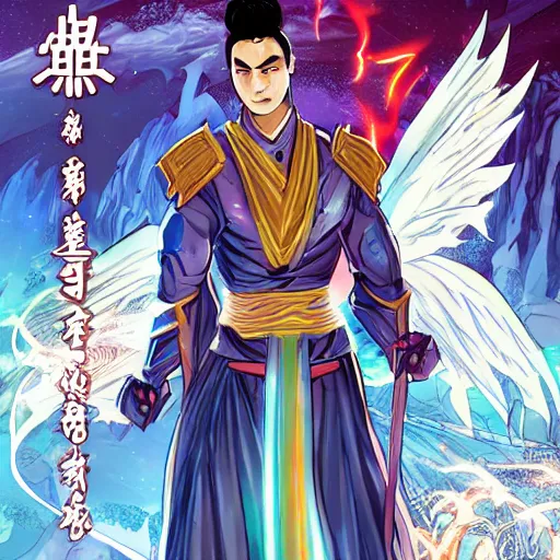 Image similar to xianxia hero comic book cover, full color