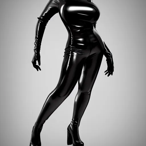Prompt: curvy feminine pale goth woman with elegant tight black-silver nylon and latex outfit, cgsociety, realistic, highly detailed, sublime, 16k, smooth, sharp focus, trending on ArtStation, hyperdetailed, volumetric lighting