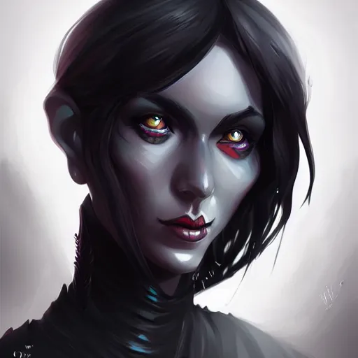 Image similar to dark witch character black colors, highly detailed, digital painting, artstation, concept art, smooth, sharp focus, illustration