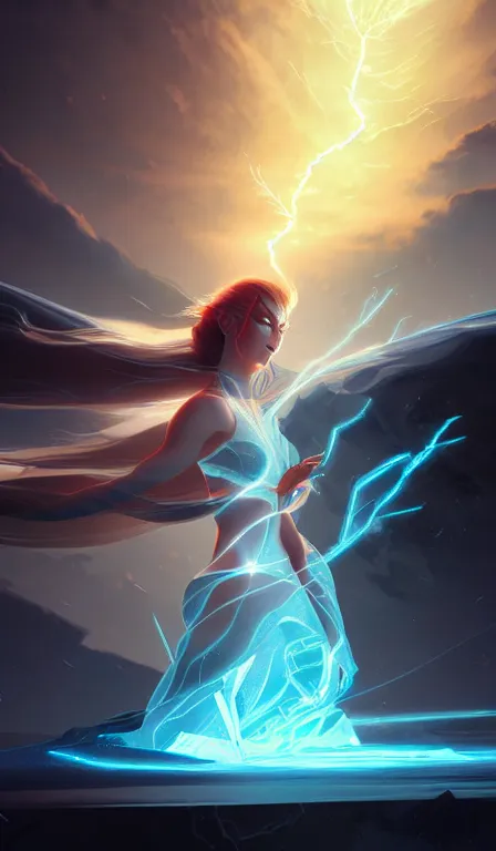 Prompt: the god zeus, lightning, action, epic, sharp focus, digital art, concept art, dynamic lighting, character design by anna dittman, and rossdraws, environment design by jessica rossier