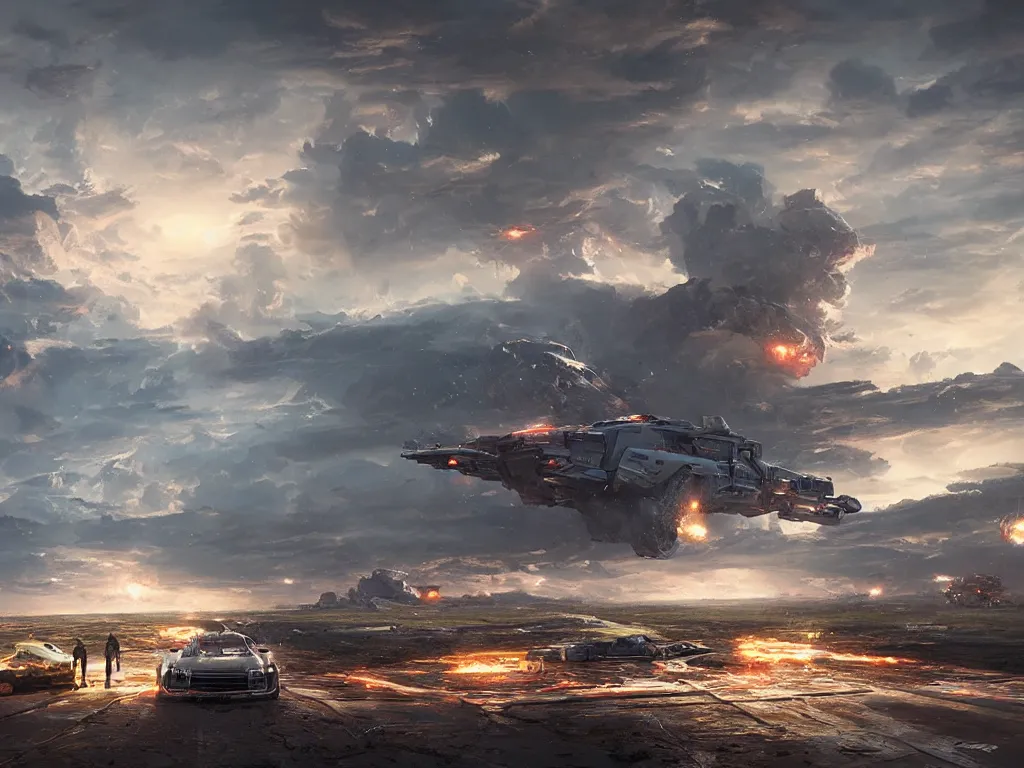 Prompt: a hyperdetailed explode chunks beyond the horizon 3 d matte painting of a by art by greg rutkowski