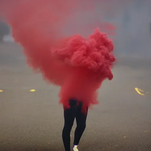 Image similar to red smoke in the shape of dancing girl