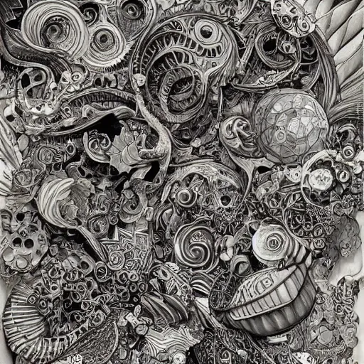 Image similar to chaos, intricate ink illustration, highly detailed, maximalist, oil painting