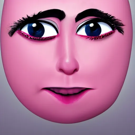 Image similar to pink lipstick with a face on it, detailed, animated, digital art, happy, realistic, inanimate object, in the style of cars movie