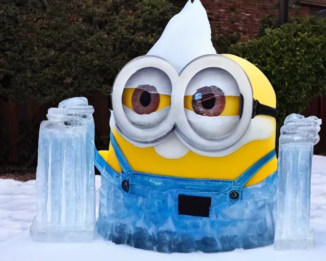 Image similar to ice sculpture inspired by a minion.