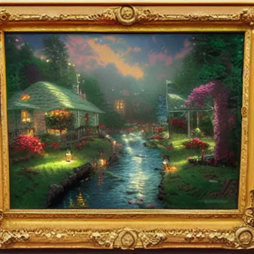 Prompt: Thomas Kinkade painting of Twitter