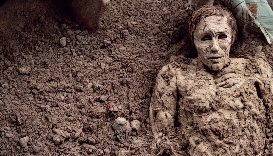 Image similar to 7 0 s movie still of a man made of dirt in the hospital, cinestill 8 0 0 t 3 5 mm eastmancolor, heavy grain, high quality, high detail