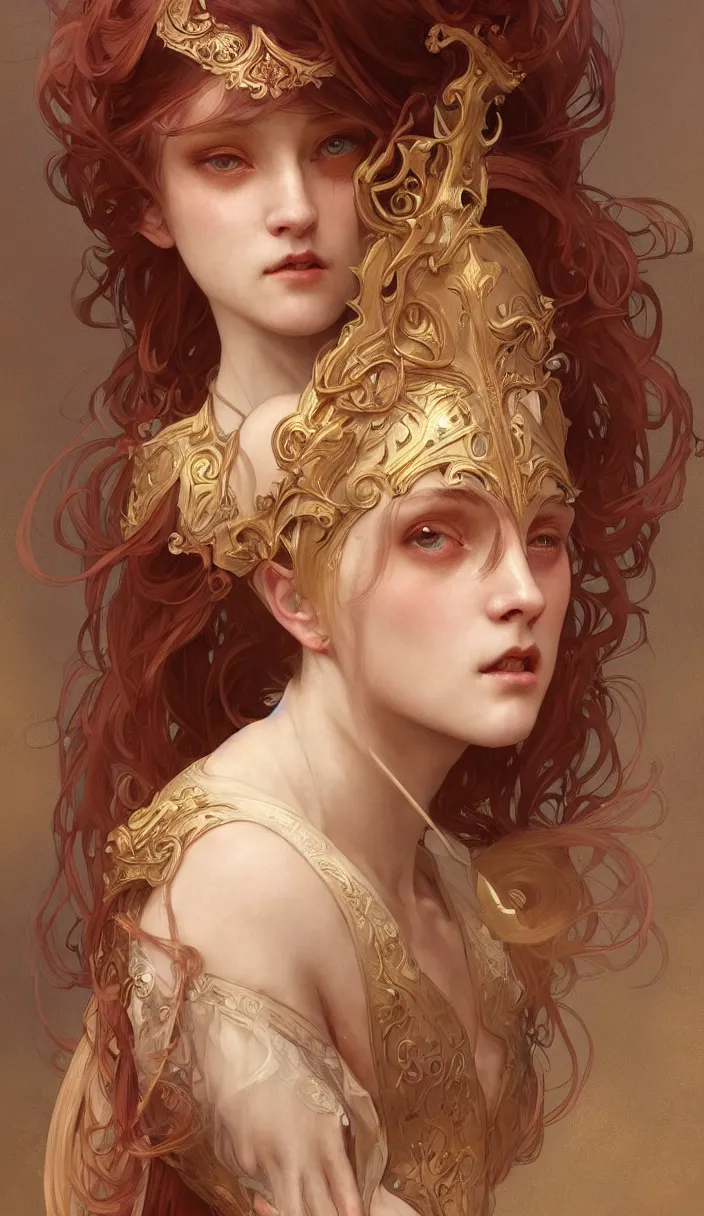 Prompt: beautiful and victorian and holy and divine and elite young peach color hair medieval female knight portrait + shinny eyes + front face with light flowing hair, ultradetail face, art and illustration by tian zi and craig mullins and wlop and alphonse mucha, fantasy, intricate complexity, human structure, human anatomy, fantasy character concept, watermark, blurry, hyperrealism 8 k