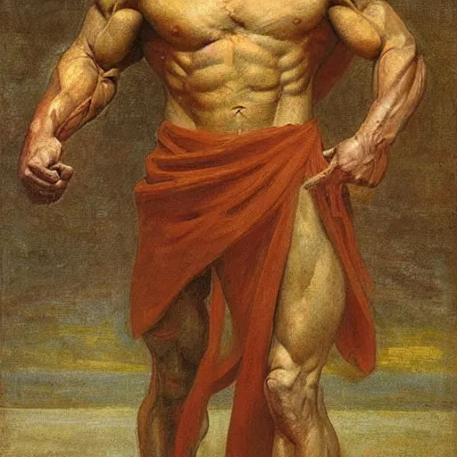 Prompt: an muscular jedi man, anatomy, george frederic watts