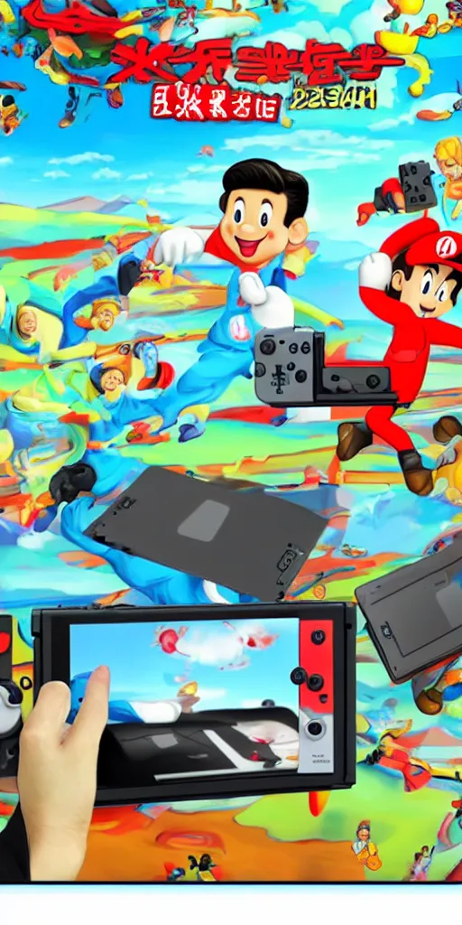 Image similar to Xi jingping play with Nintendo switch, cartoon style.