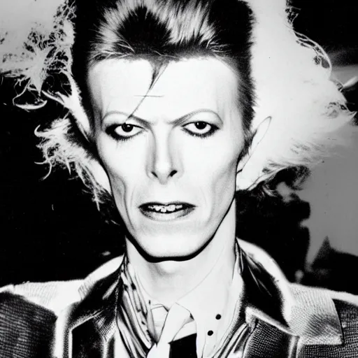 Image similar to David Bowie concert glam era with cool lighting, claymation