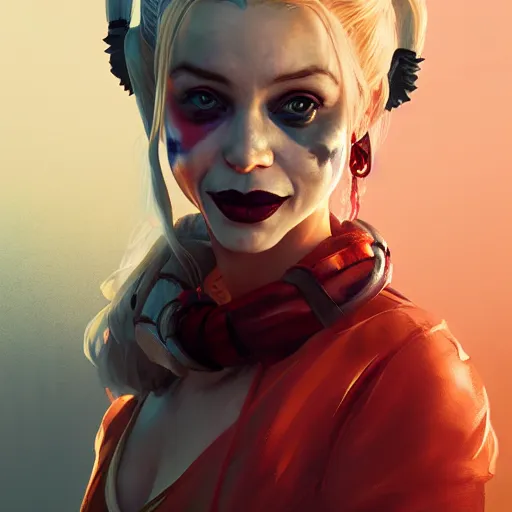 Image similar to highly detailed portrait harley quinn in gta v, stephen bliss, unreal engine, fantasy art by greg rutkowski, loish, rhads, ferdinand knab, makoto shinkai and lois van baarle, ilya kuvshinov, rossdraws, tom bagshaw, global illumination, radiant light, detailed and intricate environment