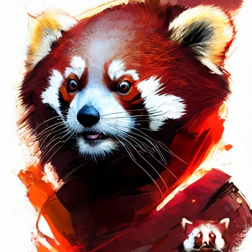 Image similar to red panda as apex legends character, digital illustration portrait design, by android jones and greg rutkowski, retrowave color scheme, detailed, cinematic lighting, wide angle action dynamic portrait