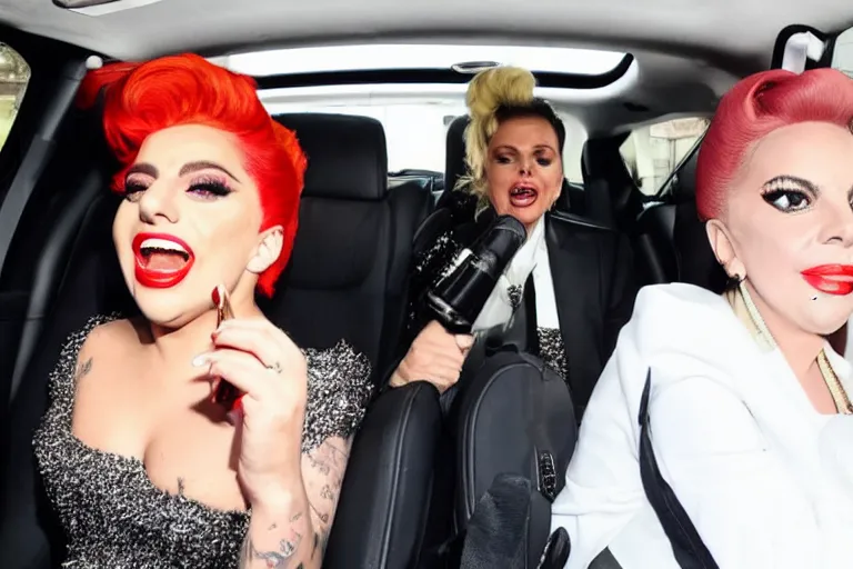 Image similar to lady gaga and judy garland carpool karaoke