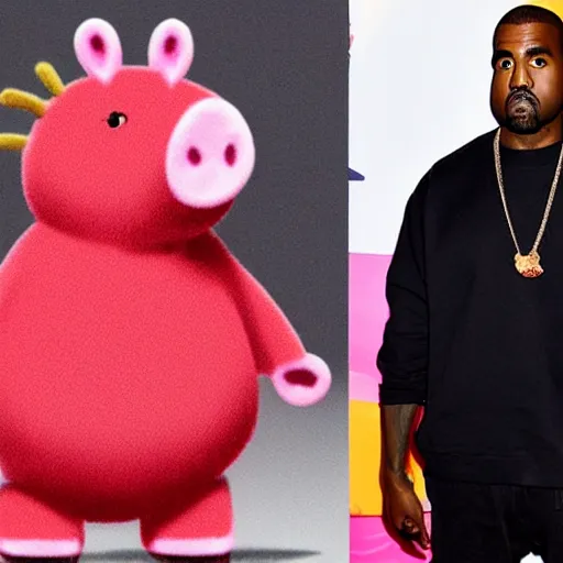 Image similar to kanye west dressed as peppa pig