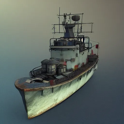 Prompt: a small ship, realistic, photo studio, HDR, 8k, trending on artstation