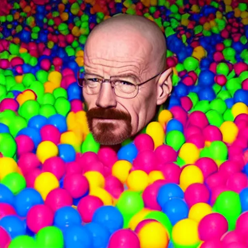 Prompt: walter white playing in a ball pit