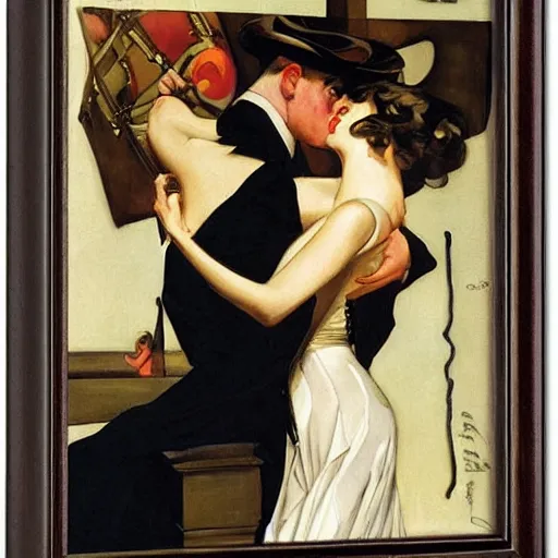 Prompt: master and margarita by j. c. leyendecker, tamara de lempicka