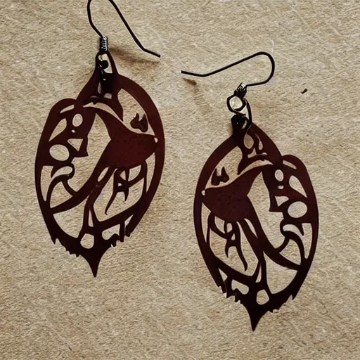 Prompt: 2d lasercut triceatops earrings, popular on artstation, popular on deviantart, popular on pinterest