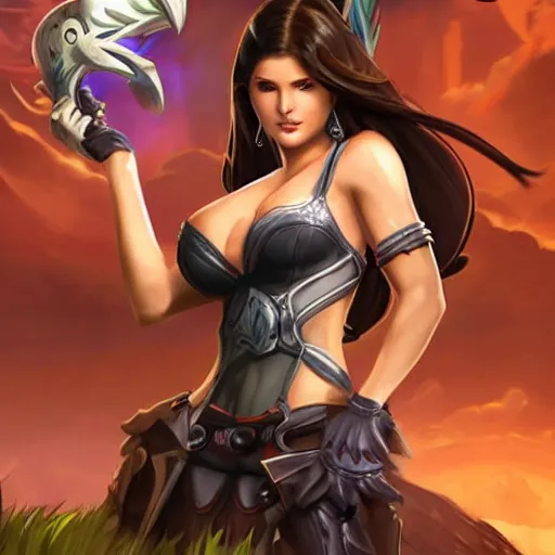 Image similar to amanda cerny as a character in the game league of legends, with a background based on the game league of legends, detailed face