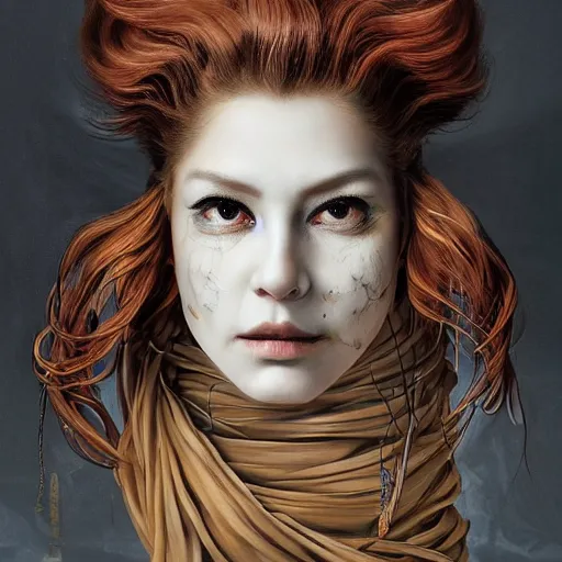 Image similar to portrait of a Shibari rope wrapped face and neck, headshot, insanely nice professional hair style, dramatic hair color, digital painting, of a old 18th century, Royal Emperor, amber jewels, baroque, ornate clothing, scifi, realistic, hyperdetailed, chiaroscuro, concept art, art by Franz Hals and Jon Foster and Ayami Kojima and Amano and Karol Bak,